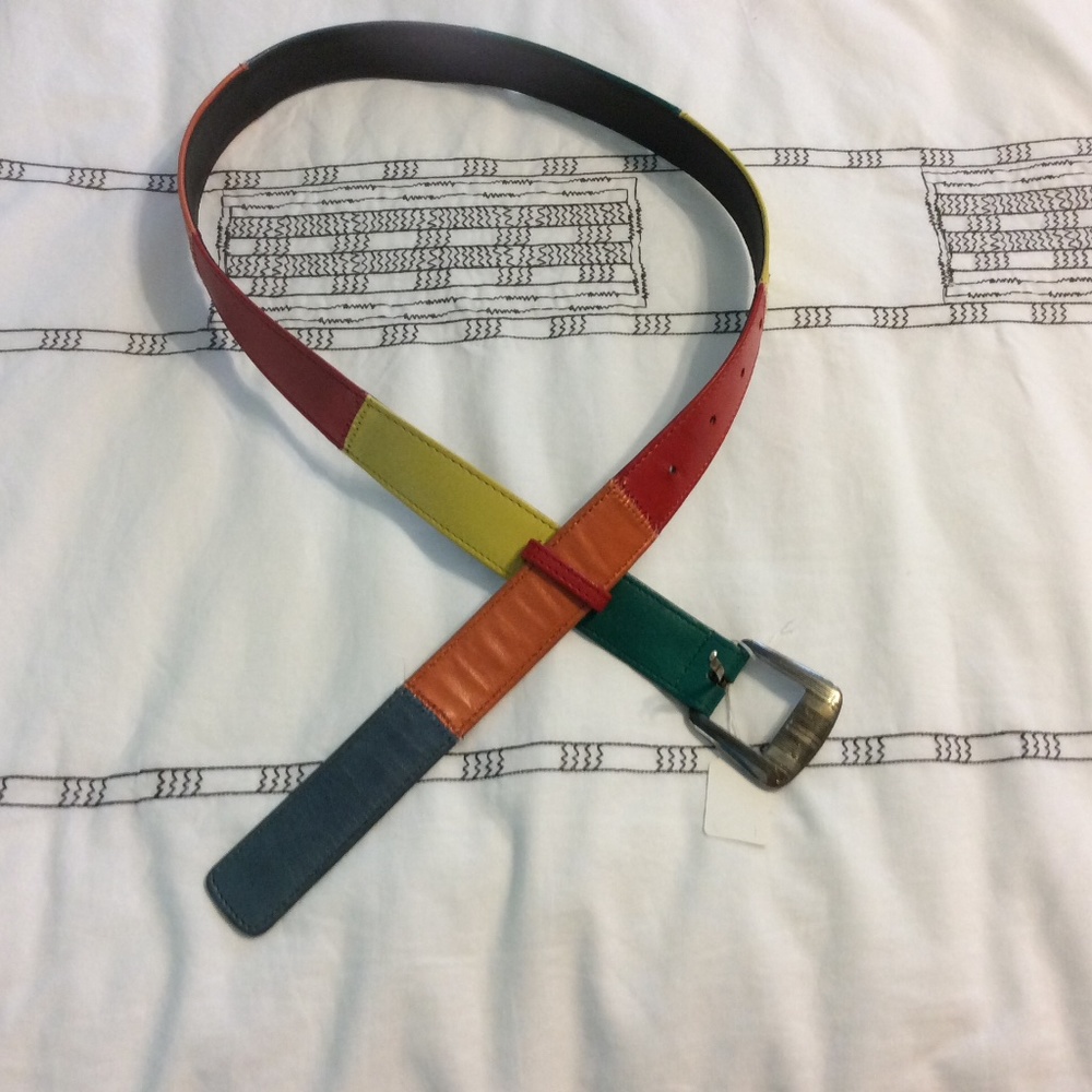 Coloroful soft leather multi color belt, unique loop - FINAL LAST CALL!!